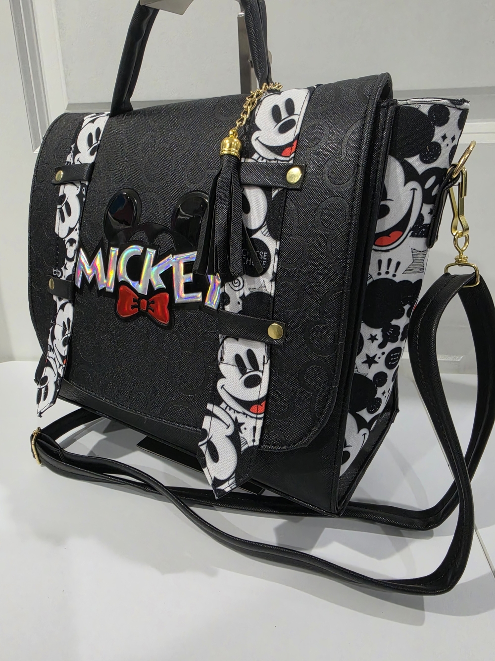 Mickey Mouse Black Satchel Bag with Graphic Straps - Picture 6 of 6